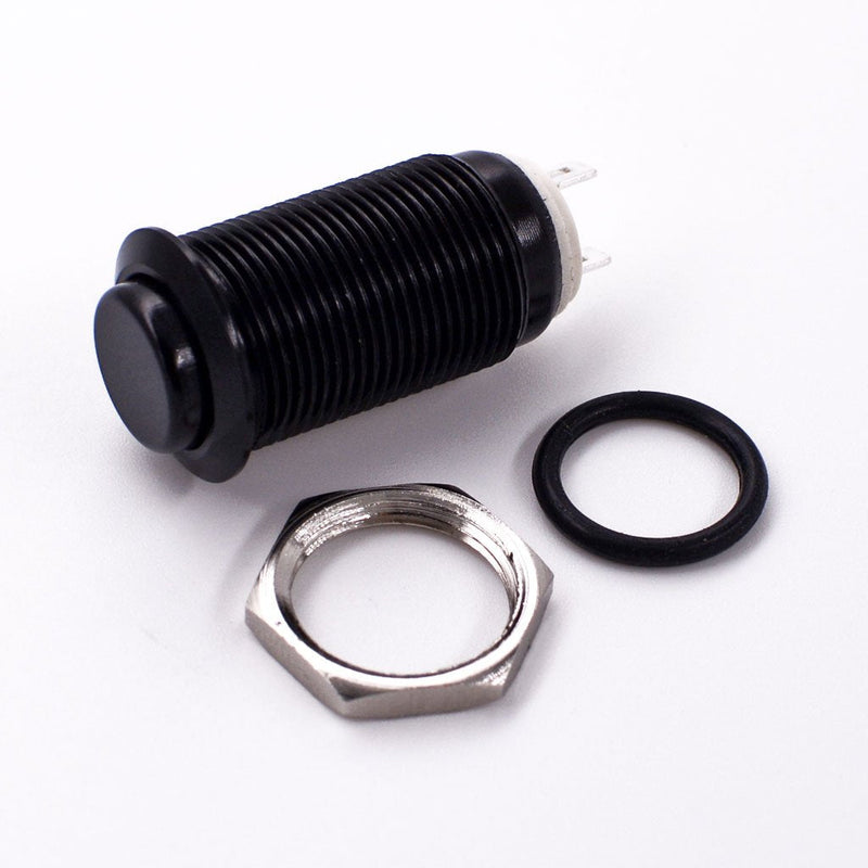 [Australia - AusPower] - Latching Push Button Switch, URTONE UR129, 1NO ON/Off DC/AC 36V 2A Aluminum Alloy Metal Shell Suitable for 12mm 1/2" Mounting Hole (Black) Black 