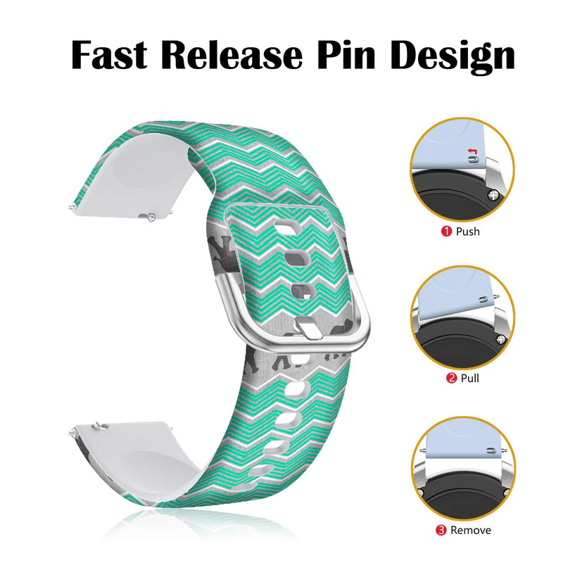 [Australia - AusPower] - DOO UC 22mm Christmas Floral Silicone Band Compatible with Fitbit Versa SmartWatch, Versa 2 and Vesra Lite SE Watch, 22mm Silicone Floral Replacement Sport Rubber Strap Bands Elephant Green 