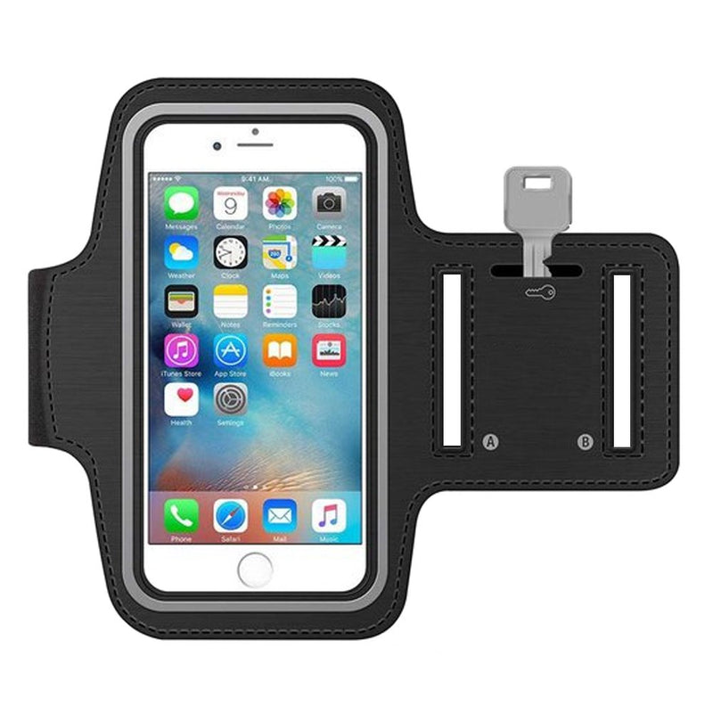 [Australia - AusPower] - MMOBIEL Sportband Compatible with iPhone 12 Mini / SE 2020 / 8 / 7 / 6S / 6 - 5.5 Inch (Black) Water Resistant Stretchable Dual Arm Slots Black 