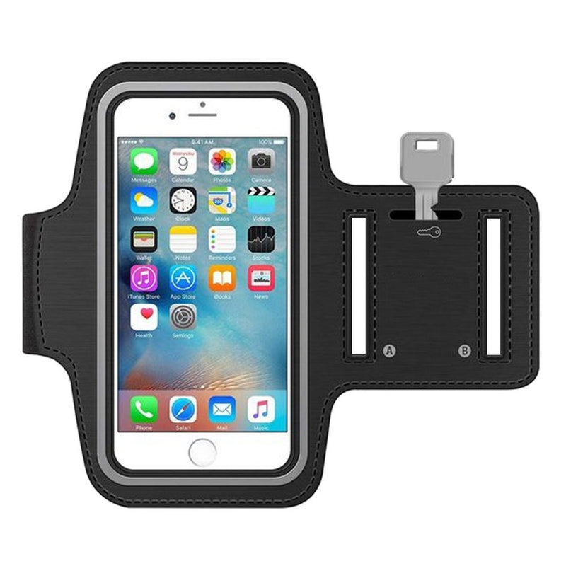 [Australia - AusPower] - MMOBIEL Sportband Compatible with iPhone 12 Mini / SE 2020 / 8 / 7 / 6S / 6 - 5.5 Inch (Black) Water Resistant Stretchable Dual Arm Slots Black 