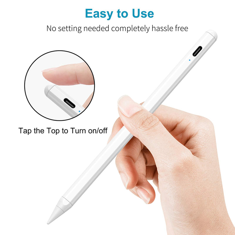 [Australia - AusPower] - Stylus Pens for iPad with Magnetic Design, Active Stylus Pencil with Palm Rejection, Compatible with(2018-2021) IPad 6th/7th/8th Gen,iPad Pro 3/4/iPad Mini 5th Gen,iPad Air 3rd/4th Gen White Stylus 07 