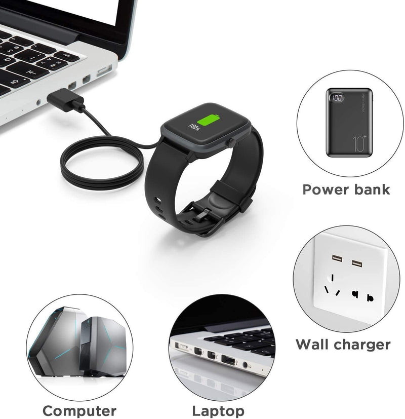[Australia - AusPower] - Compatible with TOOBUR Smart Watch Charger, Lamshaw Magnetic Replacement Charger Compatible with TOOBUR, TEMINICE, VRPEFIT, Konitee, Gydom, IDW13, Faweio IDW13 1.8" Smart Watch (Black) Black 