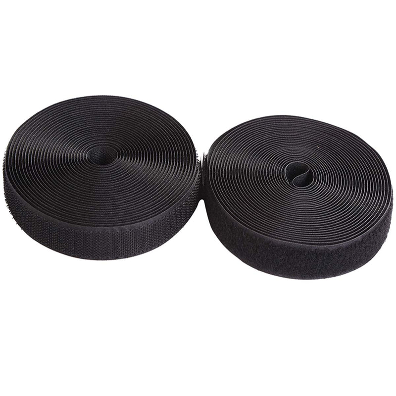 [Australia - AusPower] - Sew on Hook and Loop Tape 1 Inch Non-Adhesive Back Nylon Strips Fabric Fastener Non-Adhesive Interlocking Tape Black,12.6 Yard 1" 