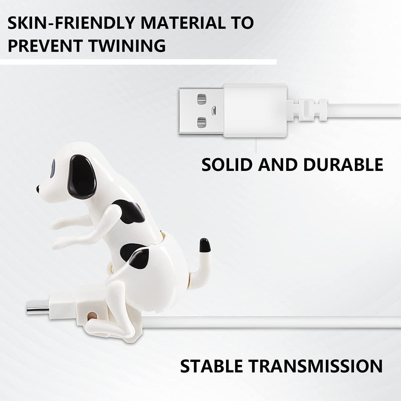 [Australia - AusPower] - Frienda Stray Dog Charging Cable Dog Smartphone USB Cable Charger USB Data Transmission Mini Humping Spot Dog Cable for Type-C USB Charging Cable of Mobile Phones, White Compatible with Type-C 