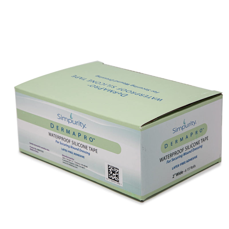 [Australia - AusPower] - Safe n' Simple Simpurity DermaPro Waterproof Silicone Tape for Securing Wound Dressing, Waterproof First Aid Tape, Soft & Comfortable, Easily Removable Tape, 2" x 15'', Box of 6, (SNS57232) 2" x 15'' 