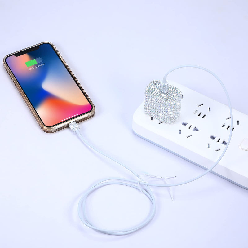 [Australia - AusPower] - Outus 10 Pieces Rhinestones Wall Charger Stickers Bling Handmade USB Charger Crystal Decorations Artificial Diamond Charger Sticker Compatible with iPhone iPad Plug Power Adapter DIY for Women 