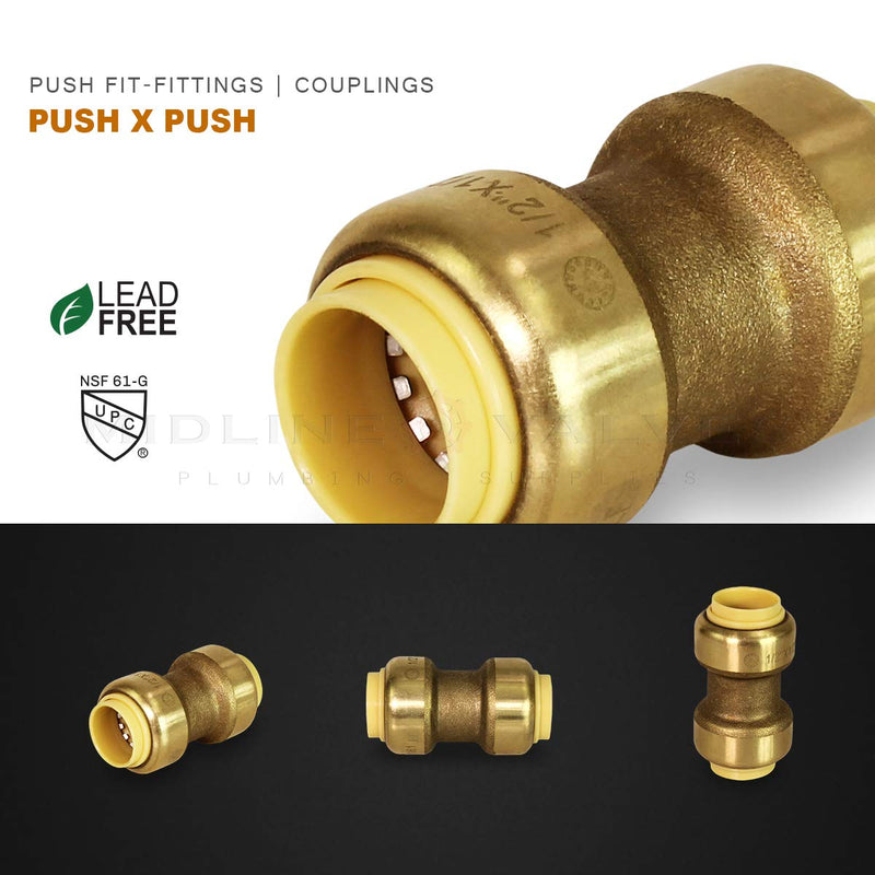 [Australia - AusPower] - Everflow Supplies Pushlock UPSC12 1/2 Inch Long Push X Push Coupling for Push-Fit Fittings, Made with Lead Free DZR Forged Brass, Connects PEX, CPVC and Copper, Pre-Lubricated for Quick Installation Single 