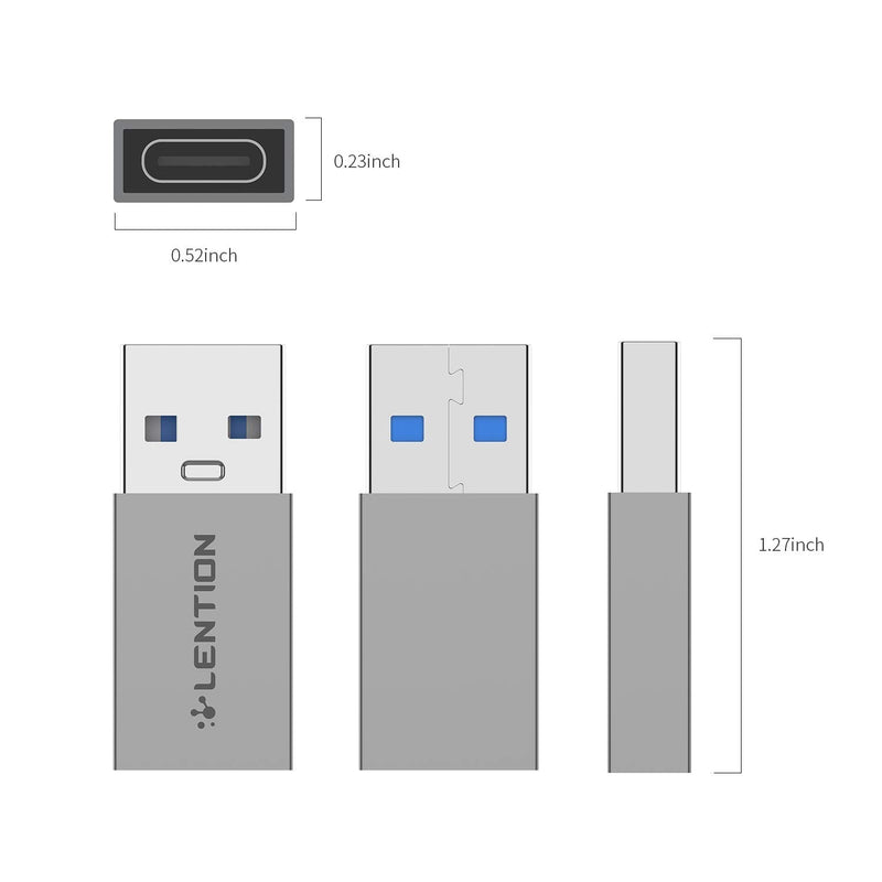 [Australia - AusPower] - LENTION USB C Female to USB A Male Adapter (2-Packs), Type C to Type A Charger Converter Compatible with Laptops, iPhone 11 12 13 Pro Max, New iPad Pro / iPad Air 4, More, Stable Driver Adapter (Gray) Space Gray 