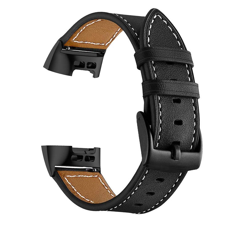 [Australia - AusPower] - LDFAS Compatible for Fitbit Charge 4/3 Bands, (2 Pack) Leather Replacemen Watch Women Men Strap Compatible for Fitbit Charge 4/3 Smartwatch, Brown+Black 
