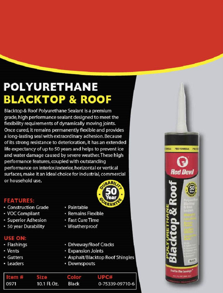 [Australia - AusPower] - Red Devil 0971 Blacktop and Roof Polyurethane Sealant, 1 Pack, Black 
