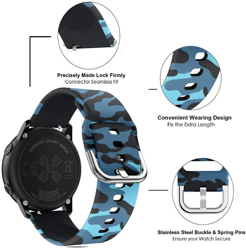 [Australia - AusPower] - Ekezon 22mm Watch Band Compatible with Samsung Galaxy Gear S3 Frontier Gear S3 Classic Watch Bands, Galaxy Watch 3 45mm, Galaxy Gear 2, Galaxy Watch 46mm Quick Release Silicone Replacement Sport Strap Blue Camo 