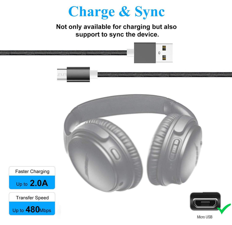 [Australia - AusPower] - Replacement USB Charging Cable for Bose QC35 QuietComfort 35 Wireless Headphones II/SoundLink Around-Ear Wireless Headphones II (5ft Black) 