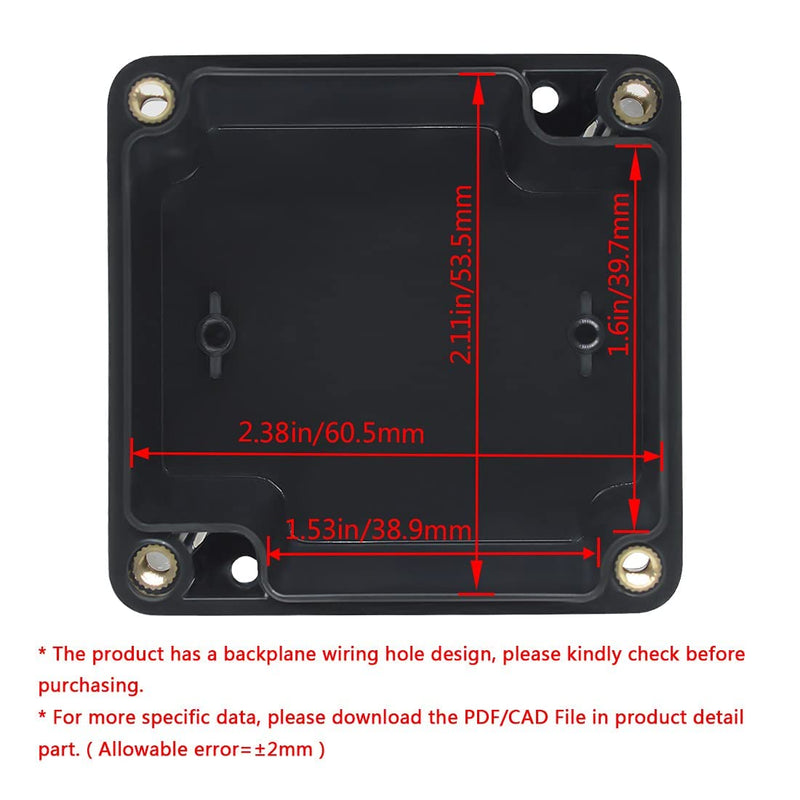 [Australia - AusPower] - LeMotech ABS Plastic Electrical Project Case Power Junction Box, Project Box Black 2.48 x 2.28 x 1.37 inch(63 x 58 x 35 mm)(Pack of 2) 2.48"x2.28"x1.37"(Pack of 2) 