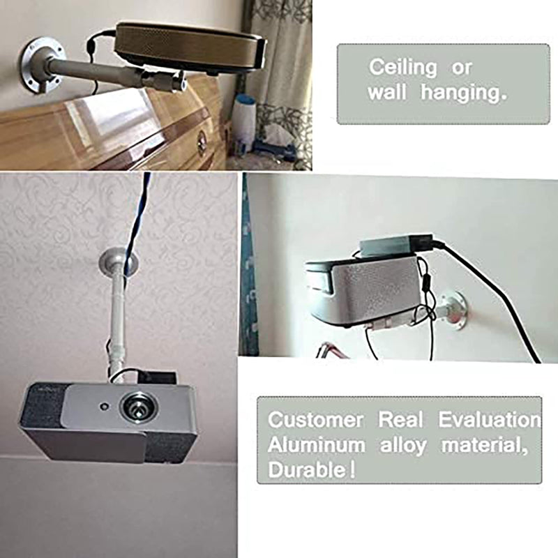 [Australia - AusPower] - Universal Projector Mount Projector Ceiling Mount Silver 12-17 Inch Adjustable Height 360° Rotation Stainless Aluminium Alloy Cable Management Projector Wall Mount for Mini Projector CCTV DVR Camera 12-17 in 