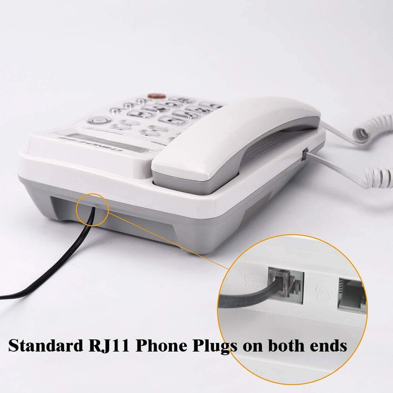 [Australia - AusPower] - Phone Cord 15FT, Landline Telephone Cable with RJ11 Plug, Includes Telephone Inline Coupler RJ11 Splitter and 10pcs Cable Clips(Black) Black 
