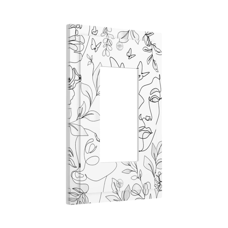 [Australia - AusPower] - Art Line 1-Gang Rocker Light Switch Cover Black White Decorative Wall Plates Cover Single Rocker GFCI Electrical Switch Plates Faceplate for Art Home Decor 1-Gang Rocker /5 x 3 IN Art Black White Line 