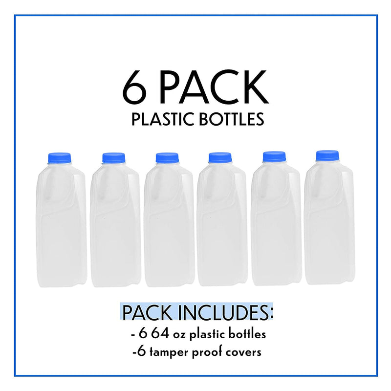 [Australia - AusPower] - Half Gallon Jugs with Caps - 64oz Empty Milk Plastic Container Bottles and Lid 