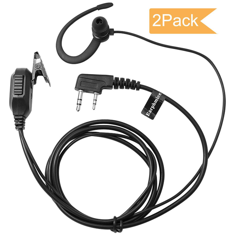 [Australia - AusPower] - 2 Way Radio Earpiece with Mic, 2 Pin Walkie Talkie Headset with Microphone Compatible for Baofeng UV5R 888S UV-82HP BF-F8HP Kenwood Retevis H-777 RT21 RT22 Two Way Radio (2 Pack) 