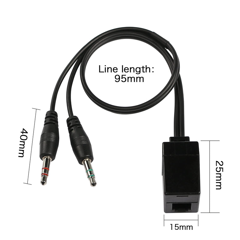 [Australia - AusPower] - QIANRENON RJ9 to 3.5mm Telephone Adapter Cable, RJ9 4P4C Female to 3.5mm Dual Male Headphone Stereo Telephone Splitter Cable for PC&Telephone Headset Conversion 
