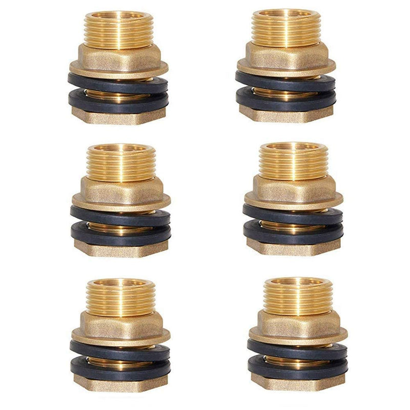 [Australia - AusPower] - Joywayus 2pcs 1/2" Female 3/4" Male Soild Brass Water Tank Connector Bulkhead Tank Fitting With 2 Rubber Ring Stablizing 1/2×3/4 