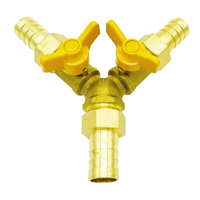 [Australia - AusPower] - Metaland Brass 3 Way Shut-Off Valve, 1/2" Hose Barb 2 Switch Y Shaped Ball Valve Water/Fuel/Air 1/2 Inch Hose Barb 