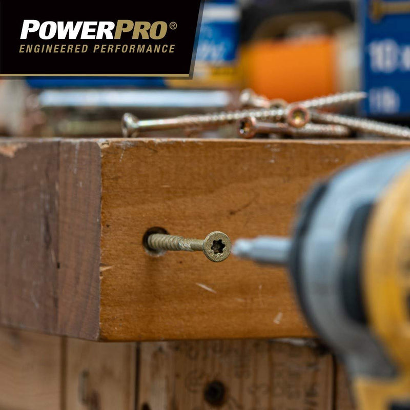 [Australia - AusPower] - Power Pro 48600 Wood Screws, #9 x 3", Premium Outdoor Deck Screws, Rust Resistant, Epoxy Coated Bronze, 1lb Box, 83 pcs 