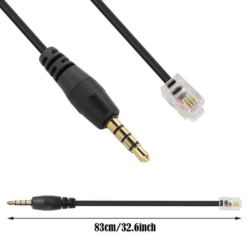 [Australia - AusPower] - GINTOOYUN 2 Pcs RJ9 to 3.5mm Audio Jack Cisco Telephone Cable RJ9 4P4C to 3.5mm Audio Male Plug Fixed Cisco Telephone Cable for Fixing Telephone Sets,Earphones,etc(32.6Inch) 