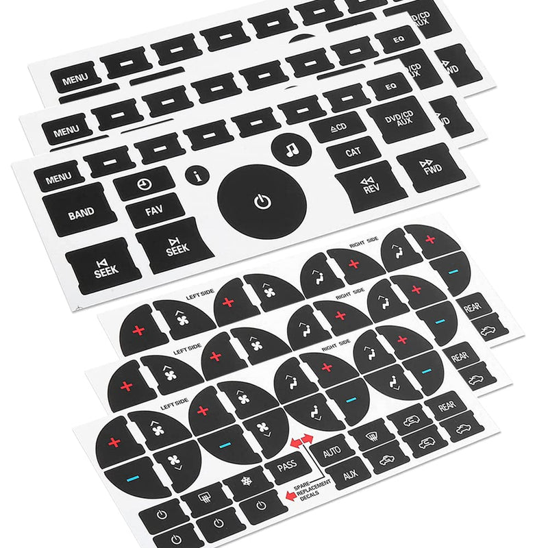 [Australia - AusPower] - GLEEMAX 6pcs AC Dash Button Decal + Radio Button Repair Kit Stickers, Decal Replacement for 2007-2015 GM Vehicles Car SUV Van Truck Chevy Accessories 6 
