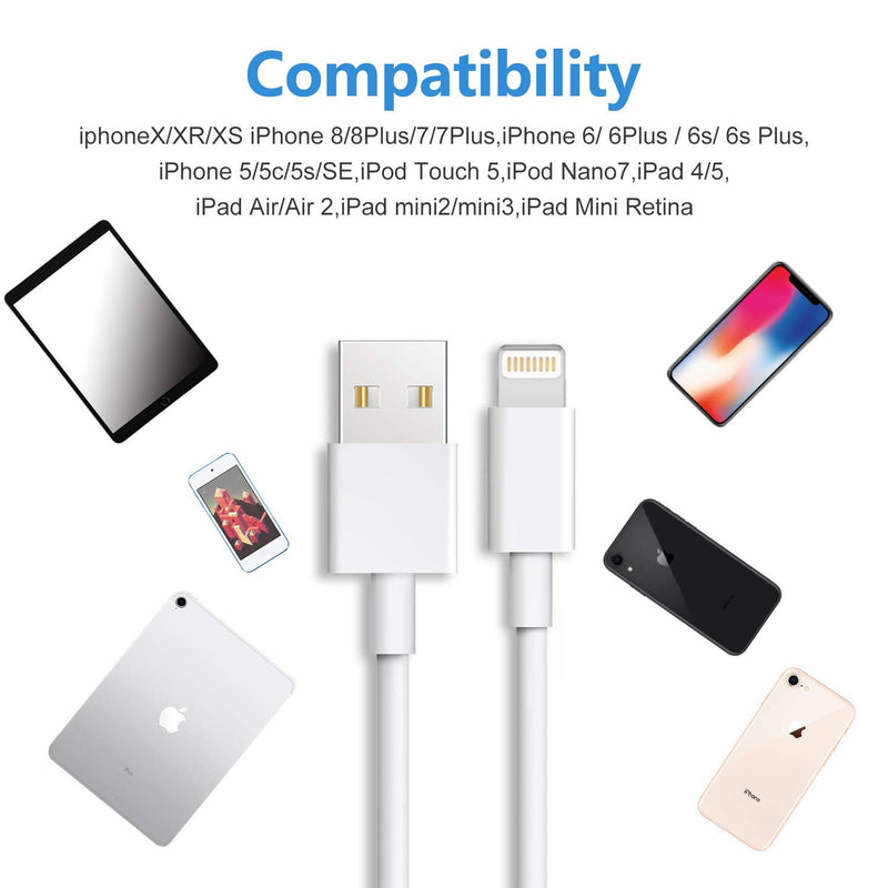 [Australia - AusPower] - Sundix iPhone Charger Cable, 5Pack 3FT/3FT/3FT/6FT/10FT Fast Sync Charger Lightning Cable Charging Cord Compatible iPhone X/8/8 Plus/ 7/7 Plus/ 6s /5C/ SE White5pack 