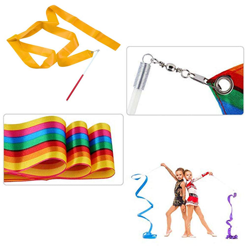 [Australia - AusPower] - Haawooky 14 Pieces Dance Ribbons Streamers,Rhythmic Gymnastics Ribbon Wands,Gym Ribbons Streamers,Silk Ribbon for Talent Shows, Artistic Dancing, Baton Twirling (14 Colors) 