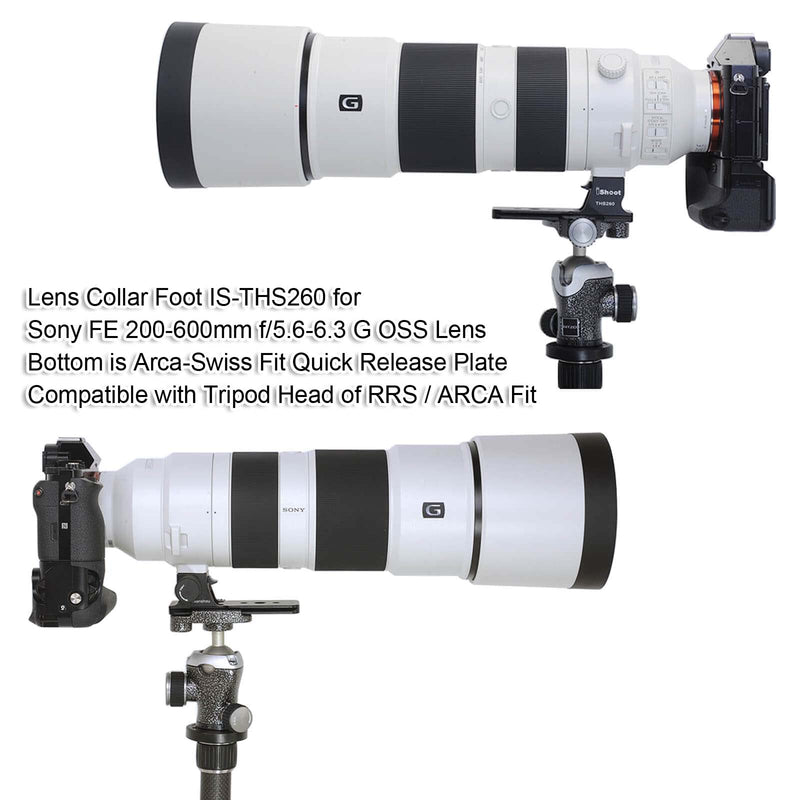 [Australia - AusPower] - Lens Collar Stand Replacement Foot Tripod Mount Ring Base Compatible with Sony FE 200-600mm f/5.6-6.3 G OSS Lens SEL200600G, Lens Support Holder with Arca-Swiss Fit Quick Release Plate Dovetail Groove 