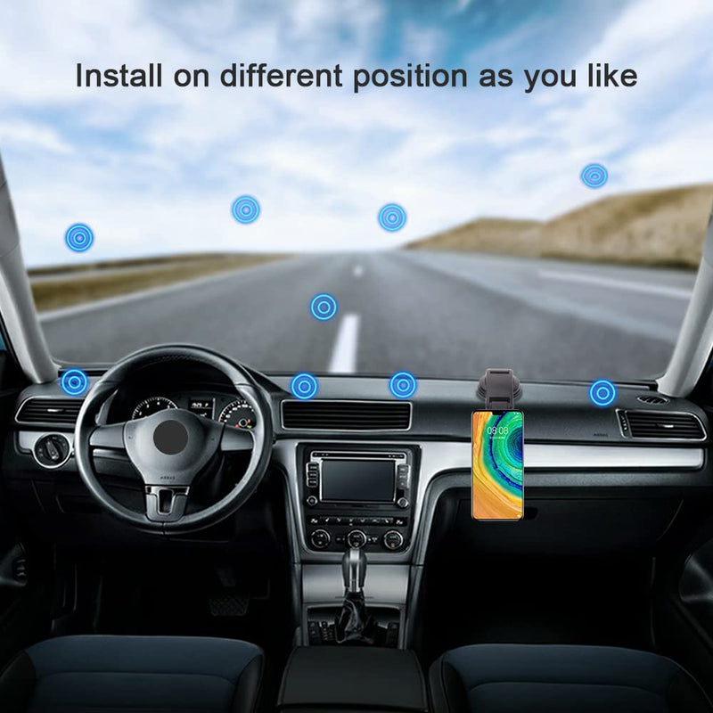 [Australia - AusPower] - SALEX Magnetic Suction Cup Phone Holder for Car Dashboard, Windshield. Black Adjustable Cell Phone Clamp Mount. Universal Rotatable Mobile Phone Bracket for Gadgets, Smartphone, Tablet. Cradle for GPS 