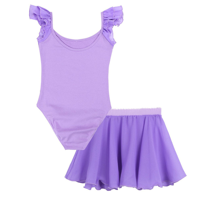 [Australia - AusPower] - Alvivi Kids Girls Ruffle Sleeves Ballet Tutu Dress Leotard with Skirt Gymnastics Dance Wear Costumes Purple 5-6 