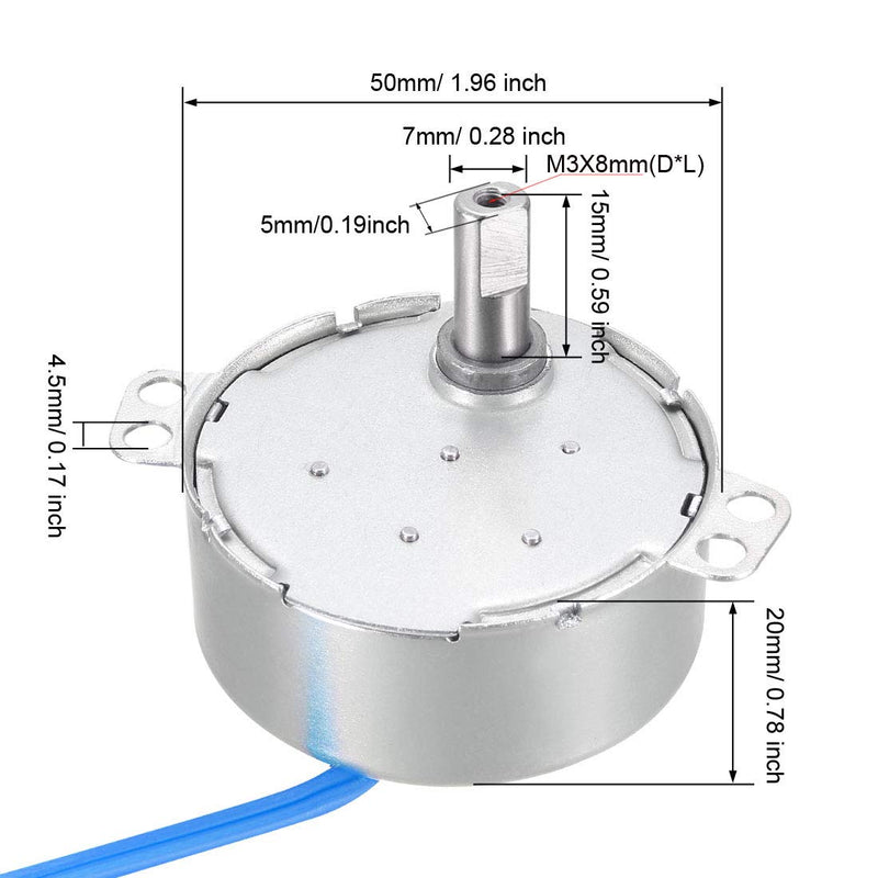 [Australia - AusPower] - uxcell Synchronous Motor AC 100-127V 5-6RMP 50-60Hz 4W Double Flat Shaft CW/CCW 5-6RPM 
