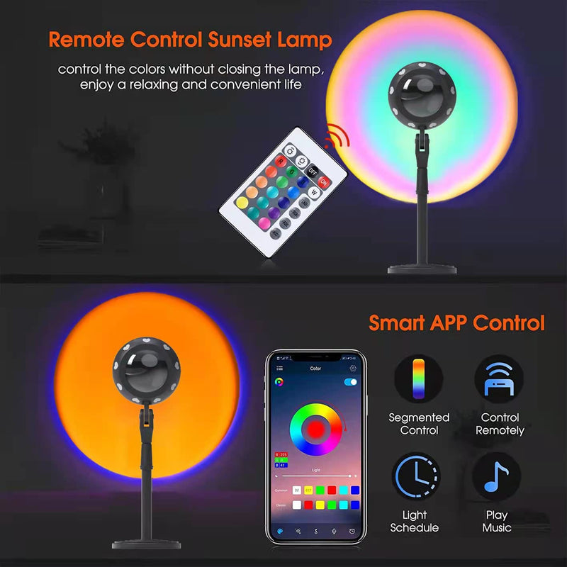 [Australia - AusPower] - Sunset Lamp Projection,16 Colors Sunset lamp with APP Remote Control/4 Modes,UFO Shape Sunset Light,Sunset Lamp Projector USB Changing for Living Room Bedroom Decor 