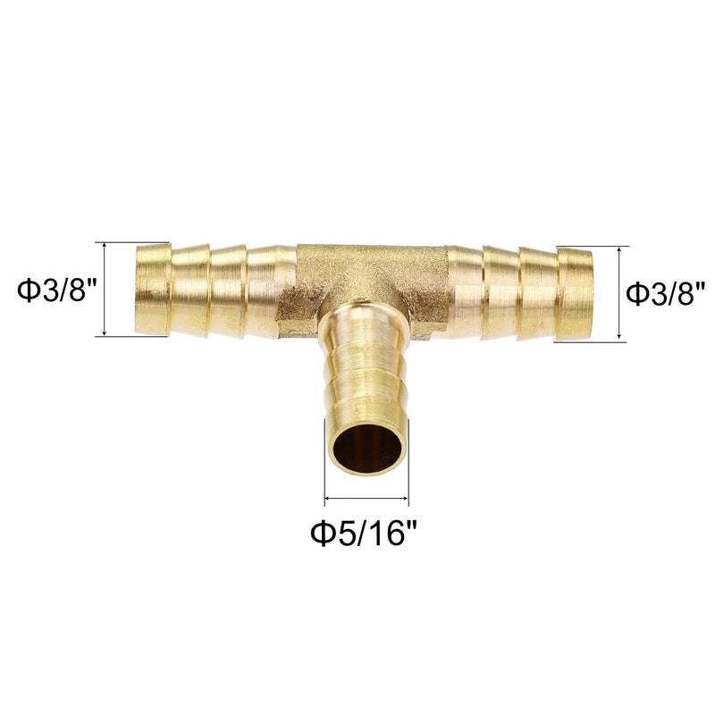 [Australia - AusPower] - uxcell Reducing Barb Hose Fitting Tee T Shape Pipe Connector Brass 3/8" x 3/8" x 5/16" 3/8" x 3/8" x 5/16" 