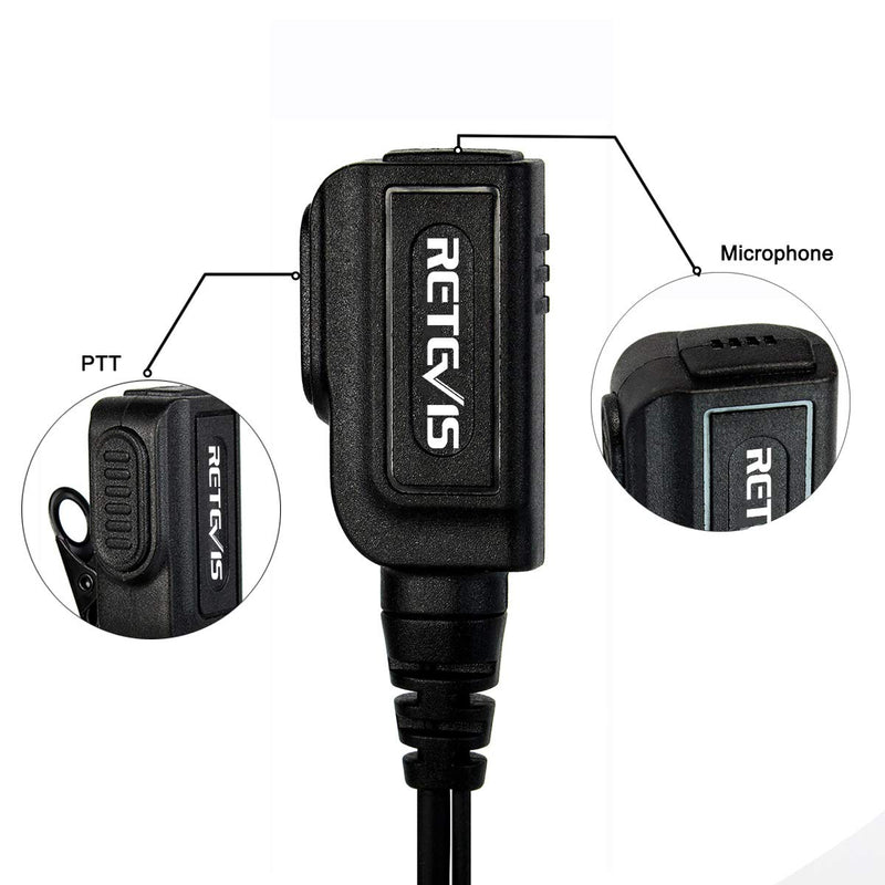 [Australia - AusPower] - Retevis Earhook Walkie Talkie Earpiece with Mic 2 Pin, Compatible with Retevis RT22 H-777 RT21 Baofeng UV-5R BF-888S pxton eSynic Walkie Talkies, C Shape Two Way Radio Headset with PTT(2 Pack) 