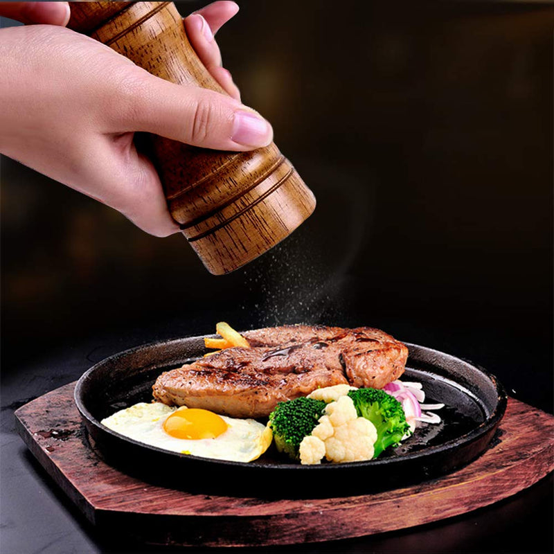[Australia - AusPower] - Salt and Pepper Grinders Set,Ouktor Manual Wooden Salt and Pepper Mills Shakers, Ceramic Rotor with Strong Adjustable Coarseness (5.5inch) 5.5inch 