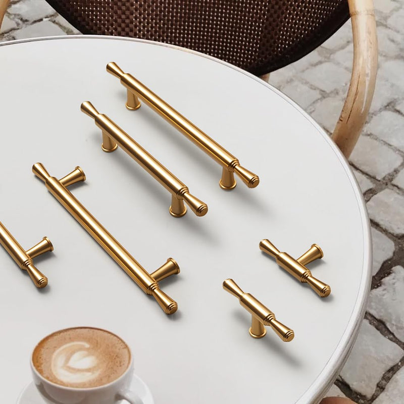 [Australia - AusPower] - luofuke 10 Pack Single Hole Cabinet Handles Aluminium Alloy Drawer Pulls Gold Cabinet Pulls Kitchen Cabinet Handles Cabinet Hardware for Bedroom Bathroom Office Furnitur Dresser Drawer Pulls Single Hole Knob Gold Style 3779 