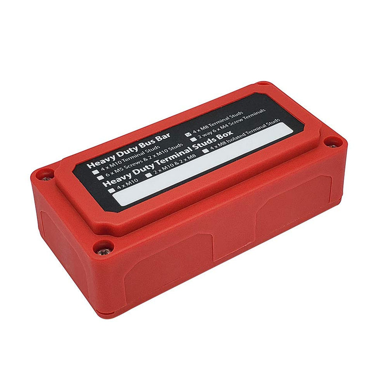 [Australia - AusPower] - IZTOSS 300A Bus Bar 5/16" Heavy Duty Module Design BusBar Box Power Distribution Block 48V 4X M8 Terminal Studs Battery Junction Block for Battery Marine RV Truck (Red) M8 (5/16")Red 