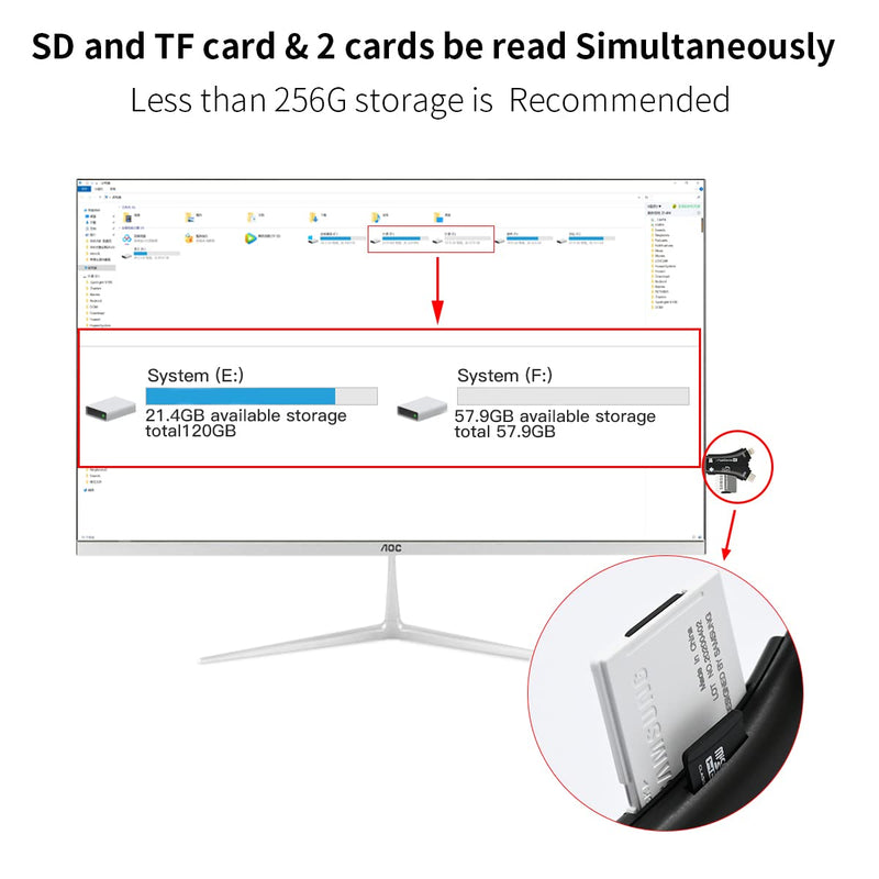 [Australia - AusPower] - ZOIOT SD Card Reader for iPhone / iPad / MacBook / Android / Camera / Computer 4 in 1 Micro SD Card Reader USB C Memory Card Reader Portable Trail Camera Viewer Compatible with SD TF (Black) 