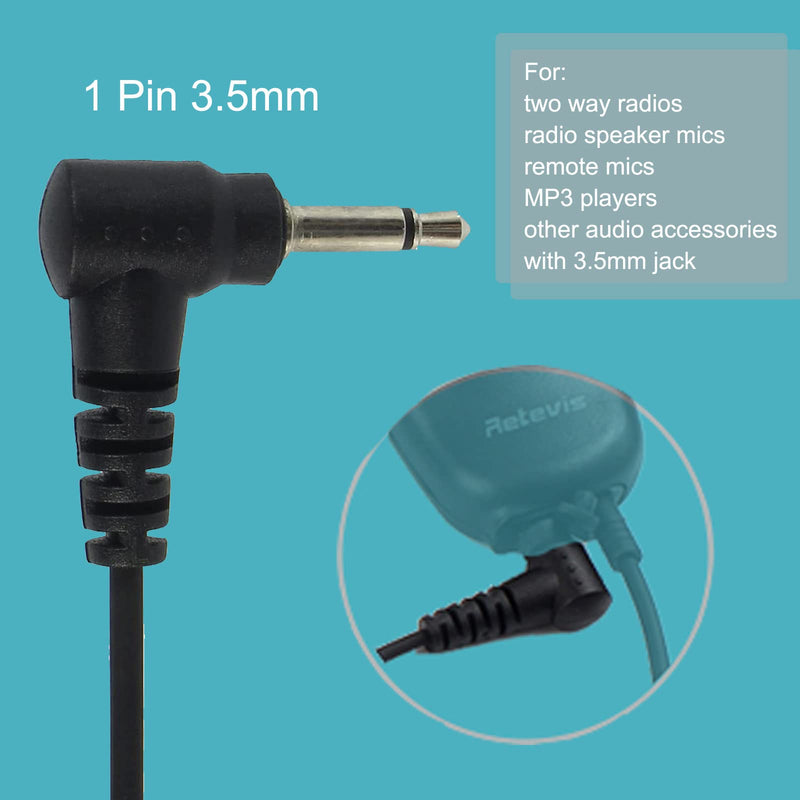 [Australia - AusPower] - Retevis 3.5mm Acoustic Tube Receiver Listen Only Earpiece 1 Pin, Compatible with 2 Way Radios Transceivers and Radio Speaker Mics with 3.5mm Jack, Surveillance Headset with Coil Tube and Clip(1 Pack) 