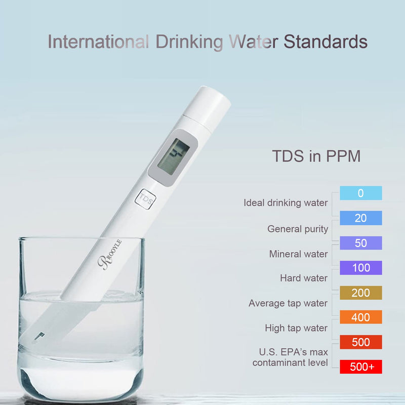 [Australia - AusPower] - ROOYLE Water Quality Tester, Accurate and Reliable TDS Meter for Home and Office Drinking Water, Tap Water Purity Testing, Water Quality Pen Tester. Ivory 
