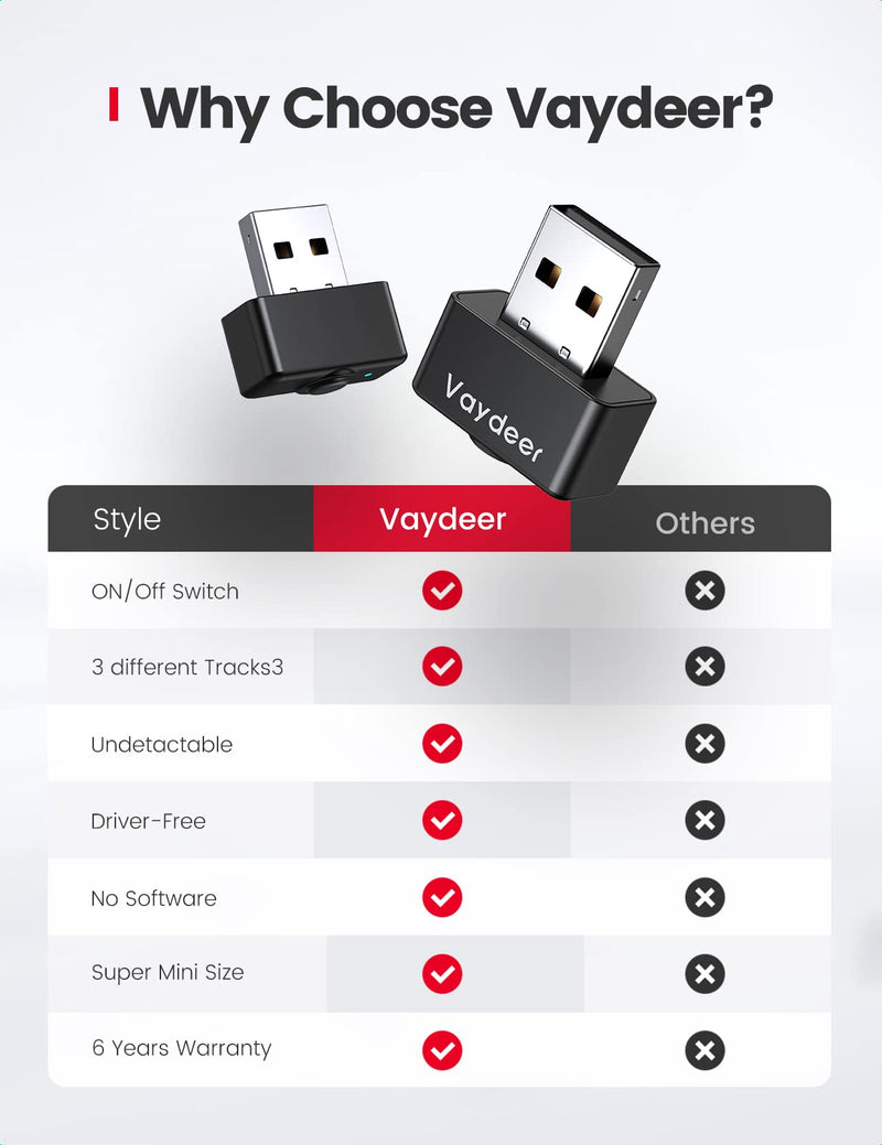 [Australia - AusPower] - VAYDEER Tiny Mouse Jiggler USB Port Mouse Mover Supports Multi-Track, Driver-Free, Plug-and-Play with ON/Off Switch Black Square Mouse Jiggler 