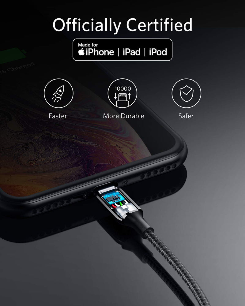 [Australia - AusPower] - Anker Powerline+ III Lightning to USB A Cable, (3ft MFi Certified), USB Charging/Sync Lightning Cord Compatible with iPhone 11 / Xs MAX/XR/X / 8/7 / AirPods, iPad and More 3ft Black 