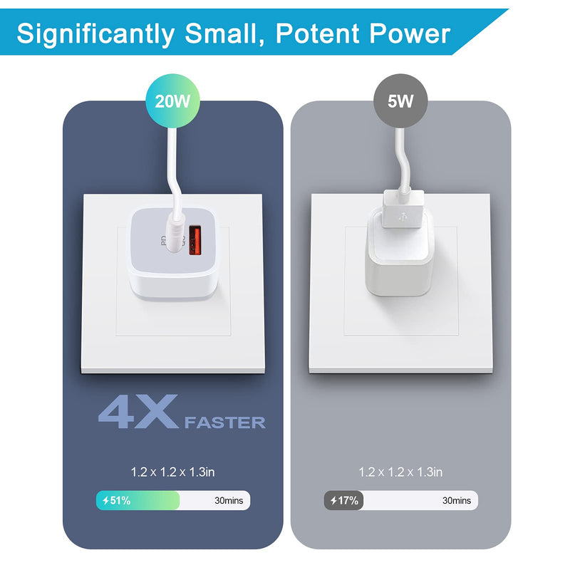 [Australia - AusPower] - USB C Charging Block,20W 2 Port PD 3.0 USB C Charger Fast Charger + QC 3.0 Wall Charger Plug for iPhone 13 12 11 Pro Max,SE,8 7 6 Plus,Samsung Galaxy S22 S22+ S21 Ultra S20 S10 Plus F23, Pixel 6 Pro 5 