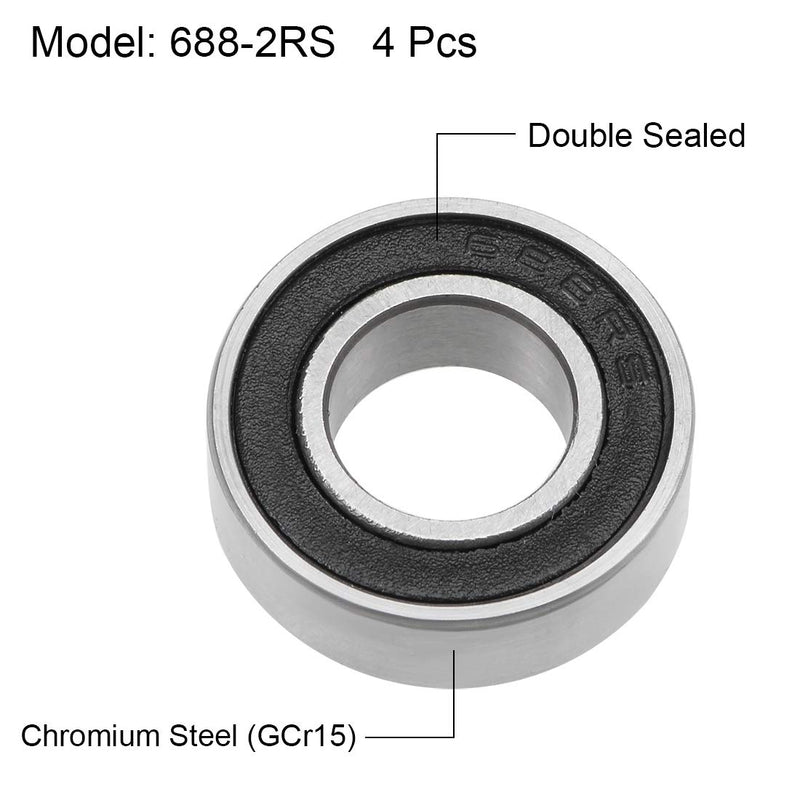 [Australia - AusPower] - uxcell 688-2RS Deep Groove Ball Bearings 8mm Inner Dia 16mm OD 5mm Bore Double Sealed Chrome Steel Z2 20pcs 8x16x5mm 20 
