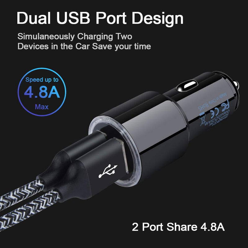 [Australia - AusPower] - Car Charger Fast Charge,3Pack 4.8A Rapid Car Phone Charger Cigarette Lighter USB Charger for iPhone 13 12 11 Pro Max SE XR XS X 8 7 6,Samsung Galaxy S22 S21 S20 A13 A03S A12 A32 S10 S9 S8 S7,Android 