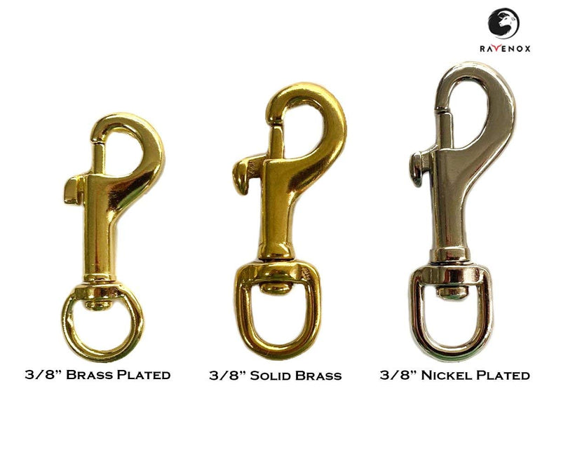 [Australia - AusPower] - Ravenox Snap Hooks Heavy Duty |(Solid Brass)(3/8" x 2-Pack) | 3/8-inch Swivel Snaps | Keychain Clip with Eye Bolt | Swivel Hook, Bolt Snap for Scuba, Flagpoles, Horse Leads, Leashes | Rope Hardware 3/8-inch x 2-Pack 