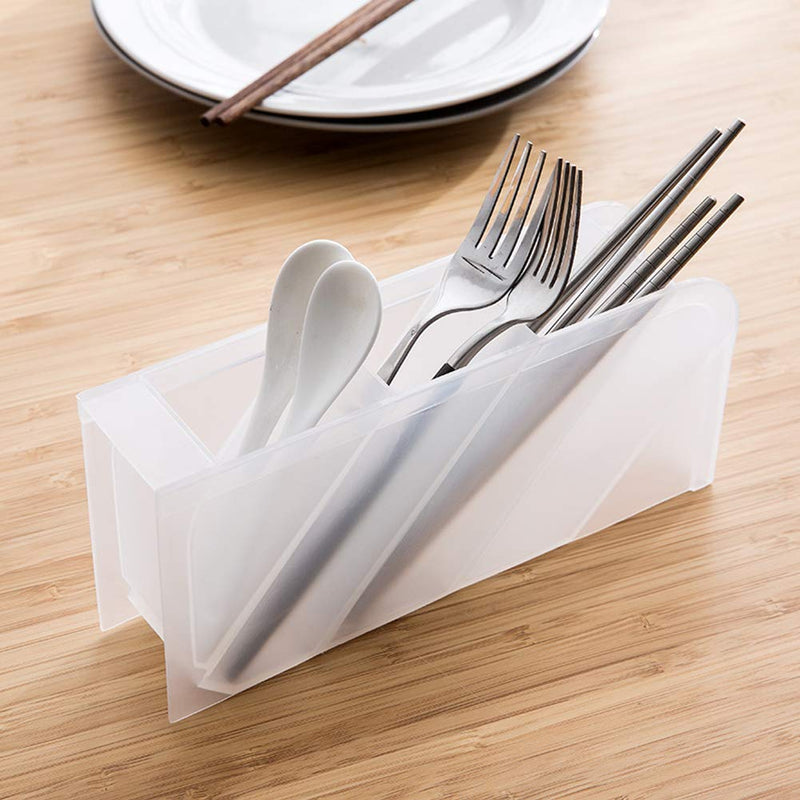 [Australia - AusPower] - 5 Pcs Desk Organizer- Pen Organizer Storage for Office, School, Home Supplies, Translucent White Pen Storage Holder, Set of 3, 2 Cups 14 Compartments (White) 